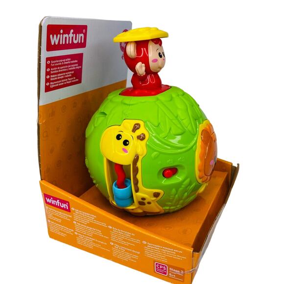 Winfun Roll 'N Pop Jungle Activity Ball 6m+ Lion Monkey Educational New - Picture 15 of 15